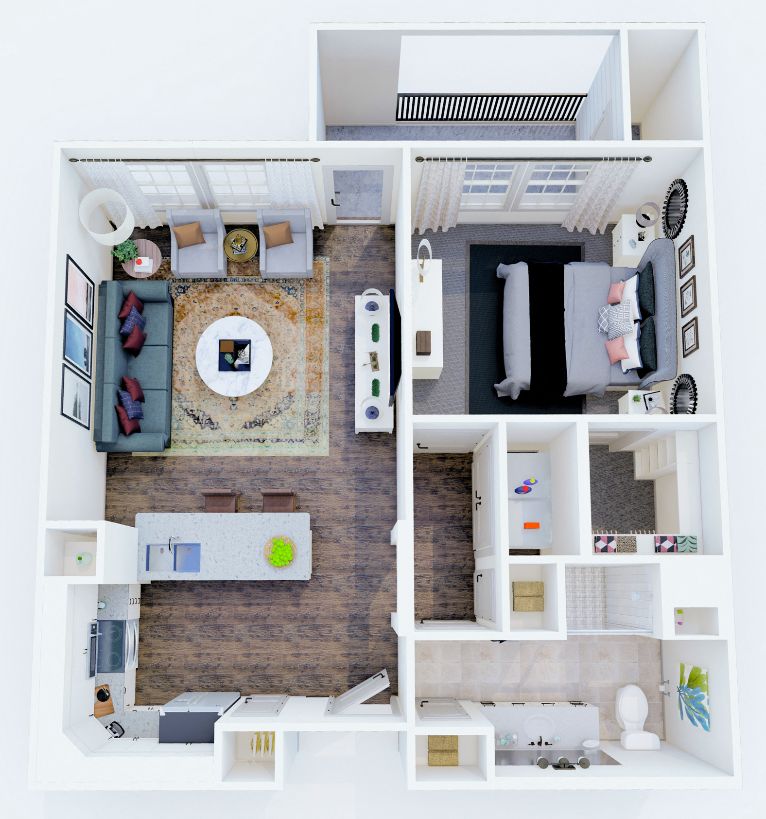 Floor plan for 1 bed, 1 bath, 759 sqft